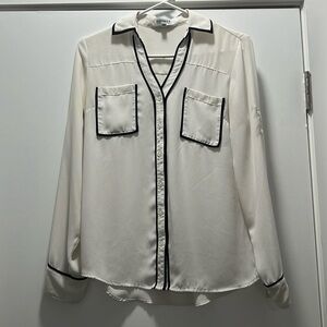 Express Women’s White w/ Black Trim Portofino Shirt - (Size S)